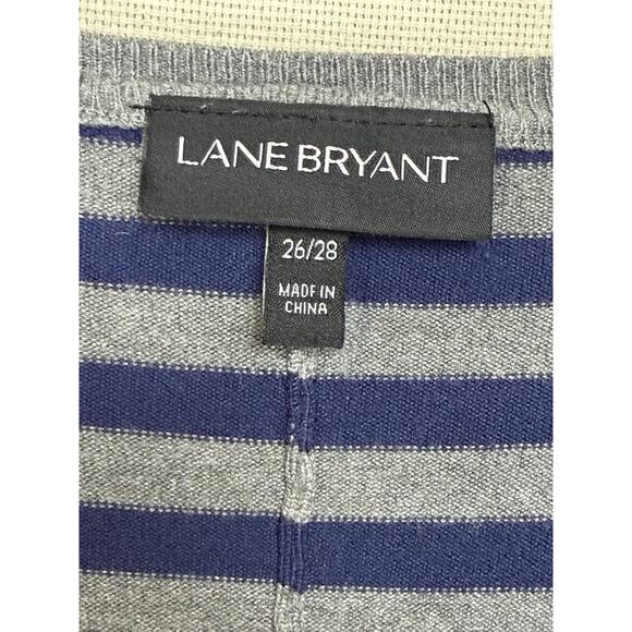 Lane Bryant Women's Lightweight Sweater Plus Sz 26/28 Gray w/ Blue Stripes - Picture 10 of 12